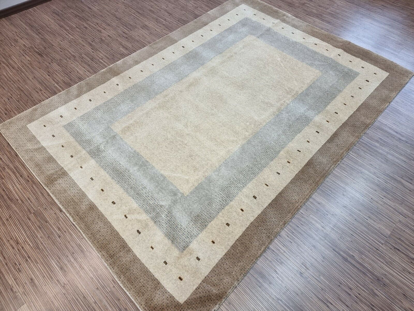 Angled shot of the Handmade Vintage Persian Style Gabbeh Rug complementing interior decor