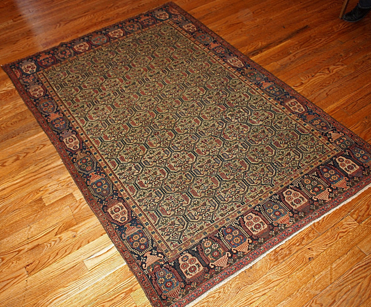 Orange and Beige Accents - 19th-Century Rug