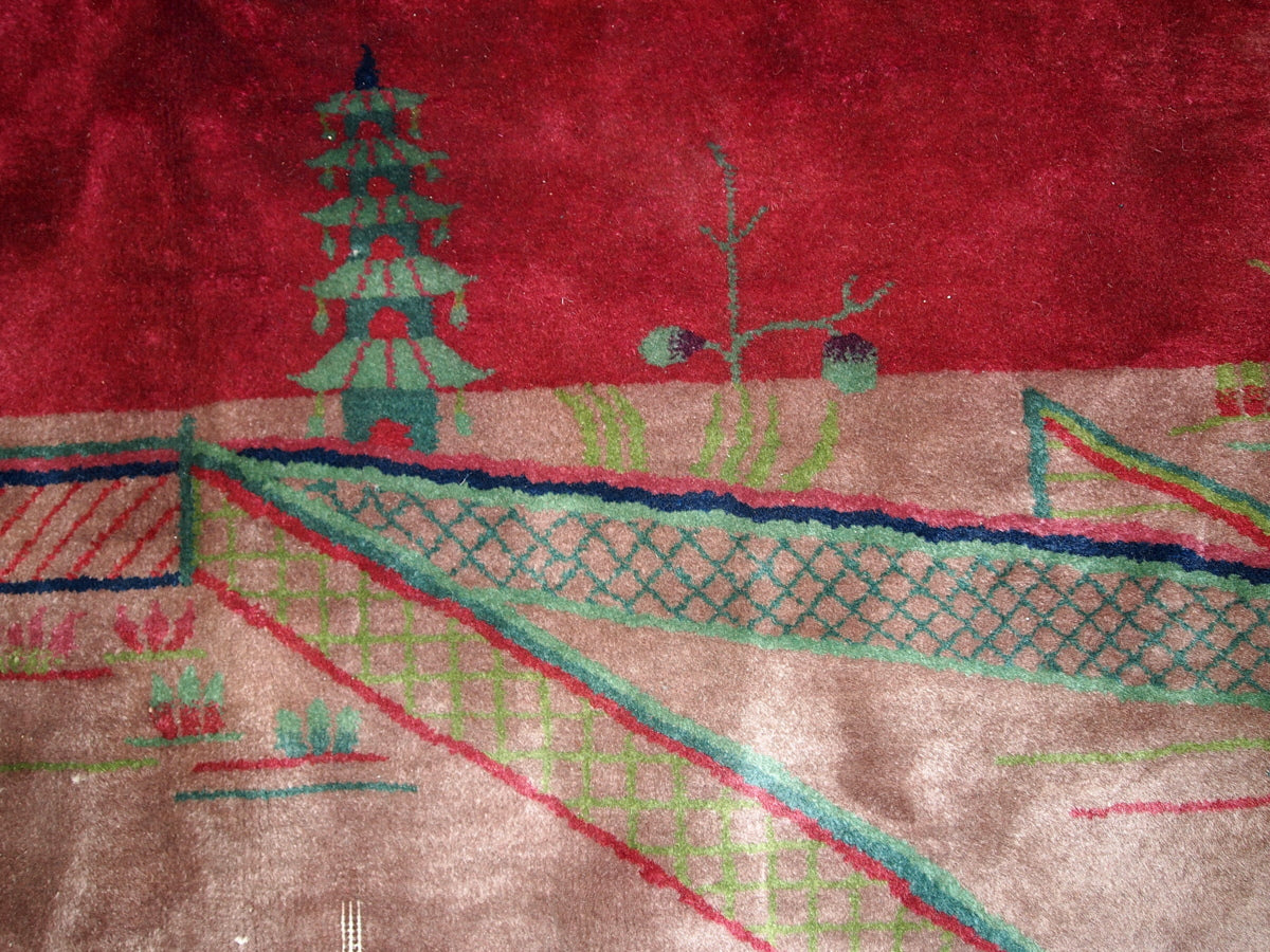 Handmade antique Art Deco Chinese rug 8.10' x 11.6' (273cm x 353cm) 1920s - 1B171A - One Royal Art
