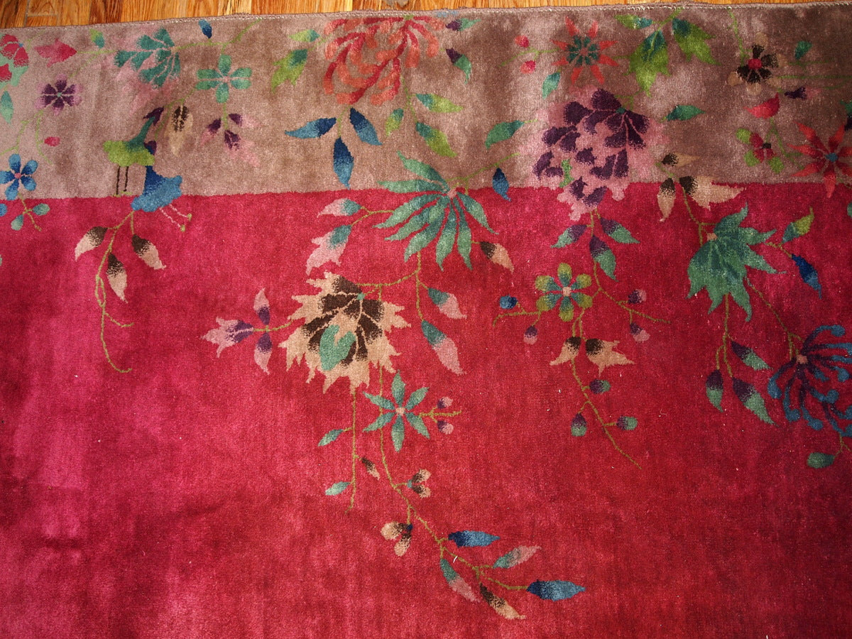 Handmade antique Art Deco Chinese rug 8.10' x 11.6' (273cm x 353cm) 1920s - 1B171A - One Royal Art