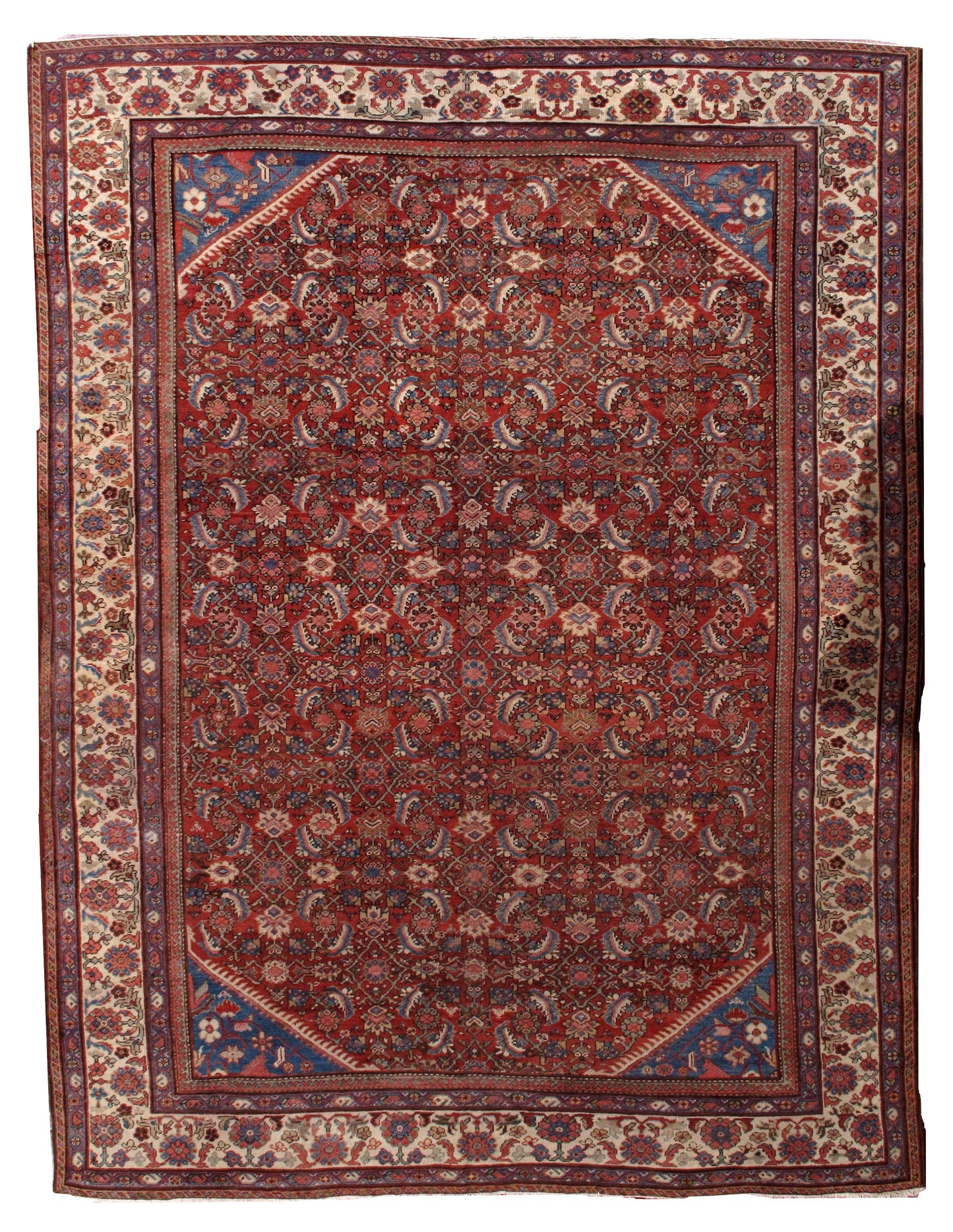 Hand made antique Persian Mahal rug 8.9' x 11.7' (274cm x 359cm) 1900s - 1B212