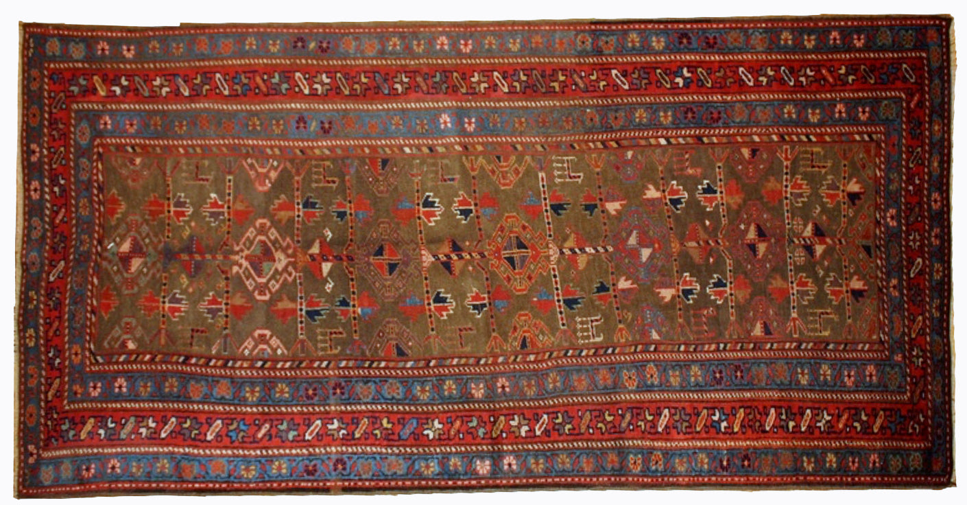 Handmade antique Persian Kurdish rug 1880s