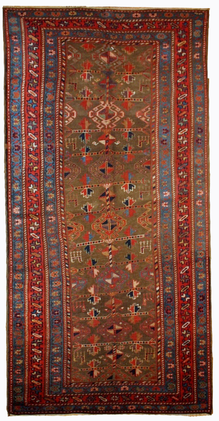 Handmade antique Persian Kurdish rug 1880s