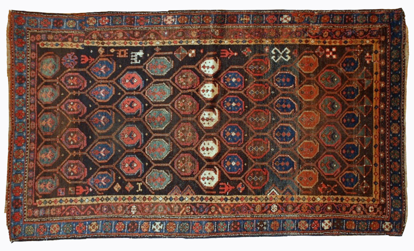 Handmade antique Persian Kurdish rug 1880s