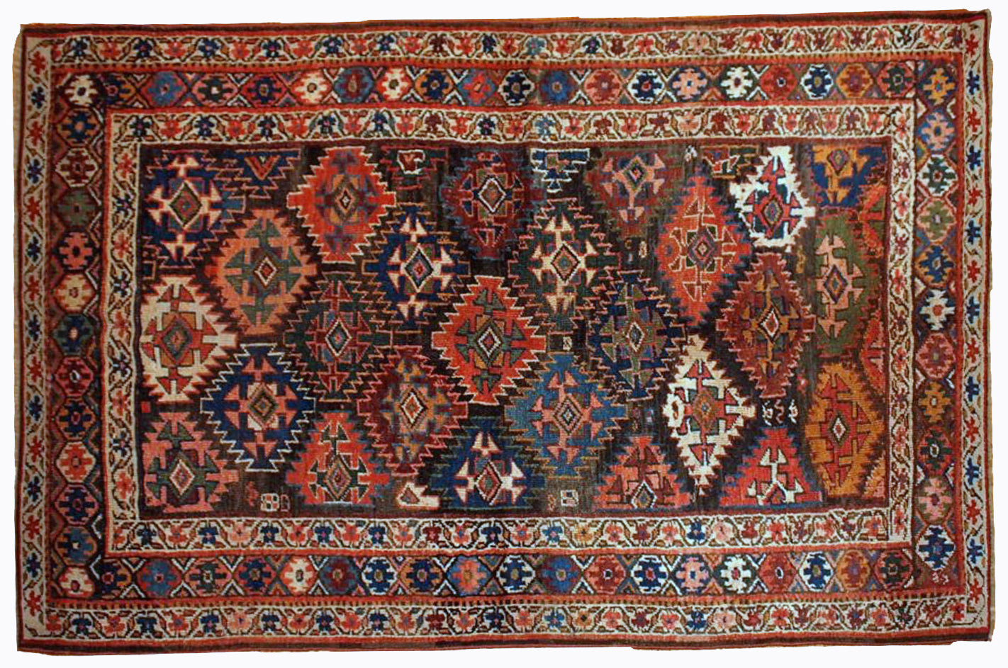 Handmade antique Persian Kurdish rug 1880s