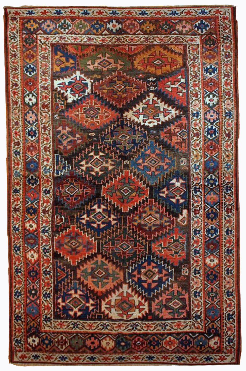 Handmade antique Persian Kurdish rug 1880s