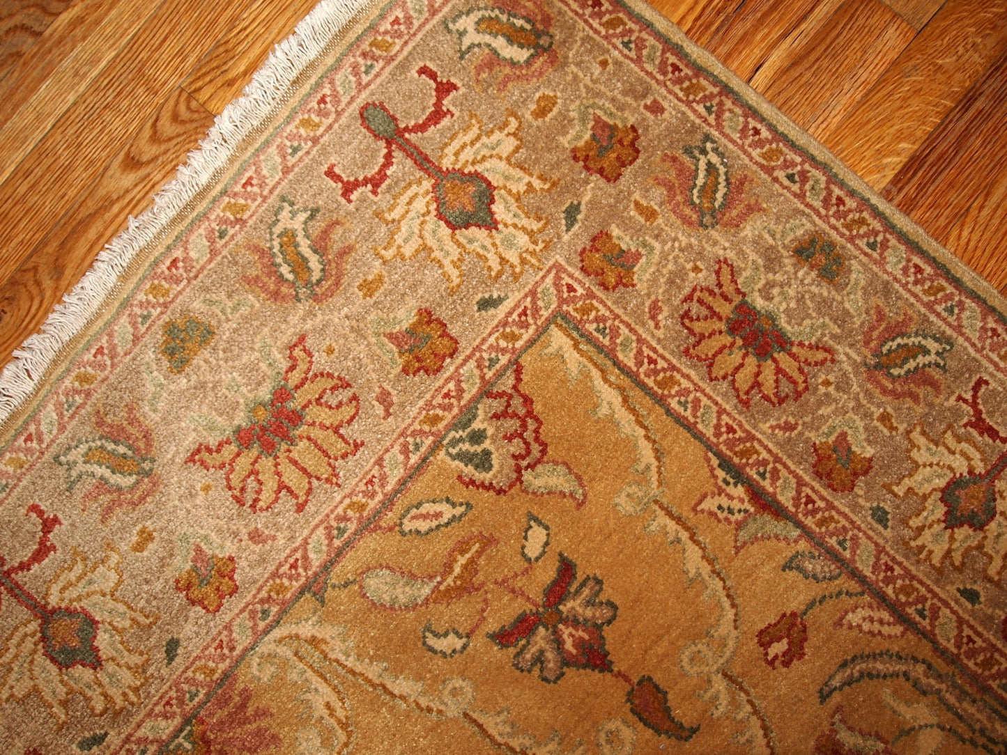 Turkish hand made rug in soft colors and beautiful floral design. High quality of wool and great job of an artist.