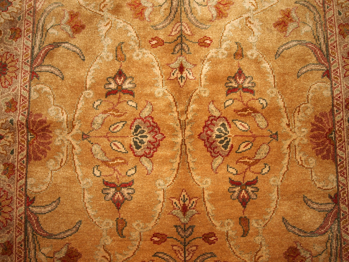 Turkish hand made rug in soft colors and beautiful floral design. High quality of wool and great job of an artist.