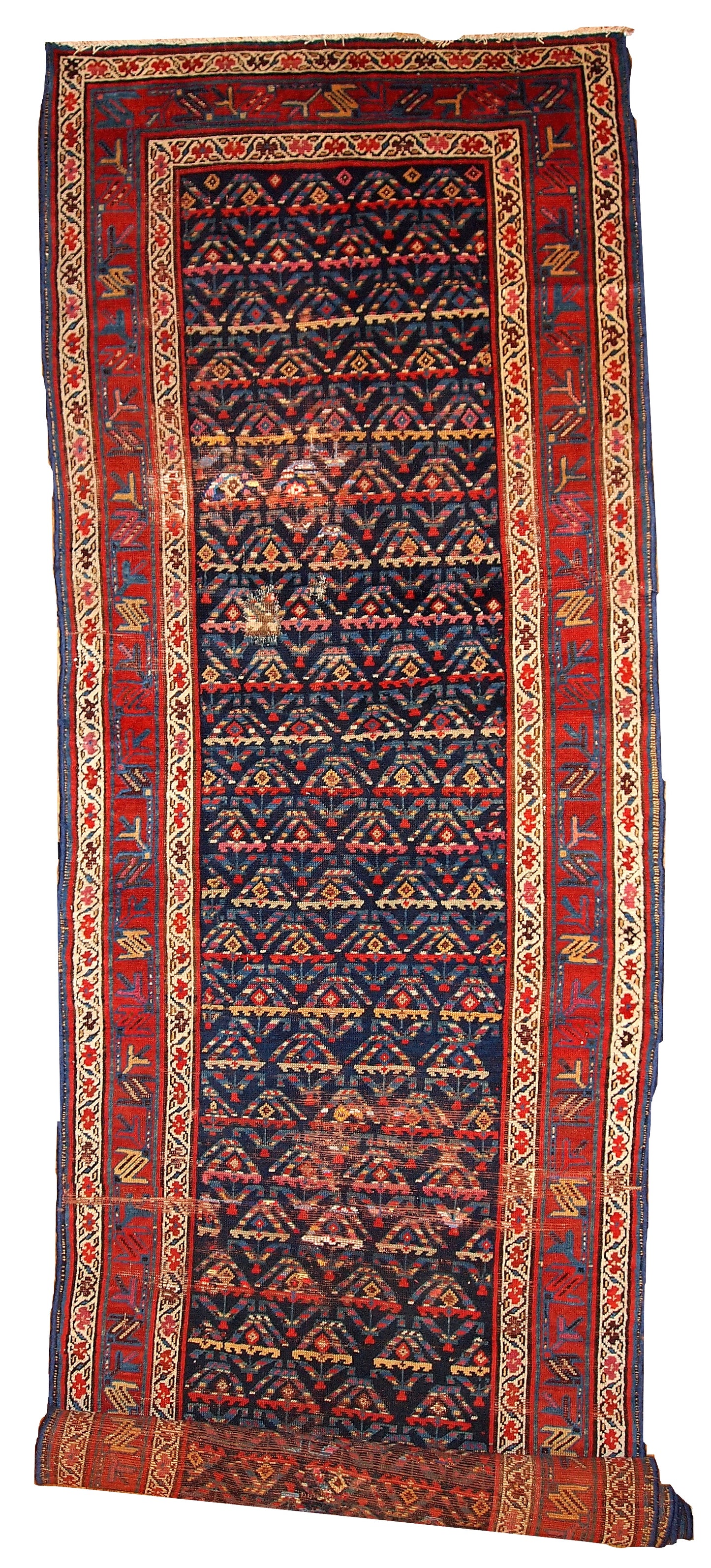 Handmade antique Persian Kurdish distressed runner 1900s