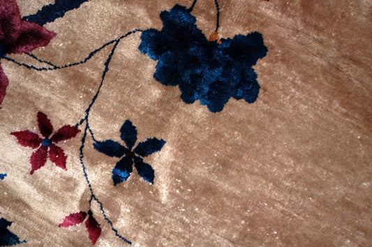 Tapis chinois Art déco antique fait main 3,47m x 4,81m (11,4' x 15,8') années 1920 -1B469