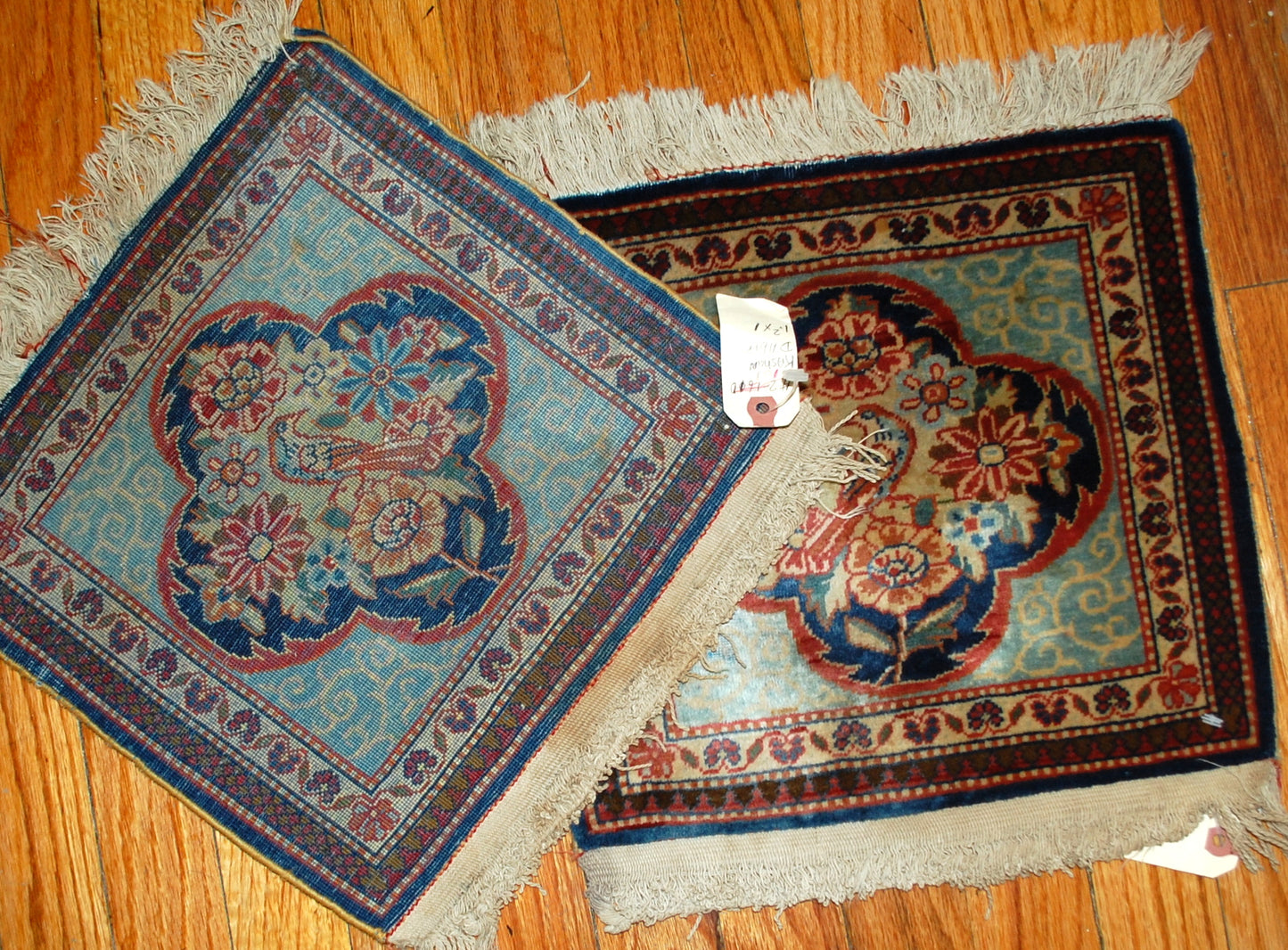Handmade antique Persian pair of Dabir Kashan rugs 1890s