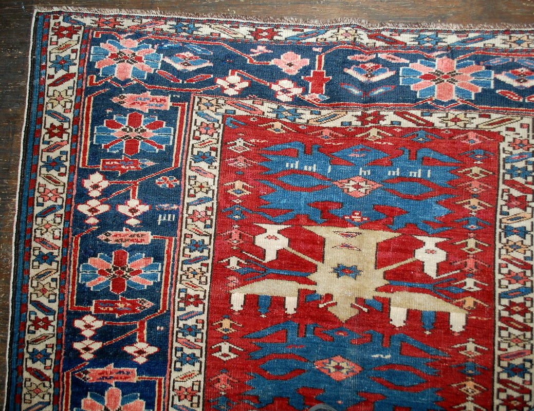 Handmade antique Caucasian Shirvan rug 4.4' x 8.9' (134cm x 271cm) 1880s - 1B491 - One Royal Art