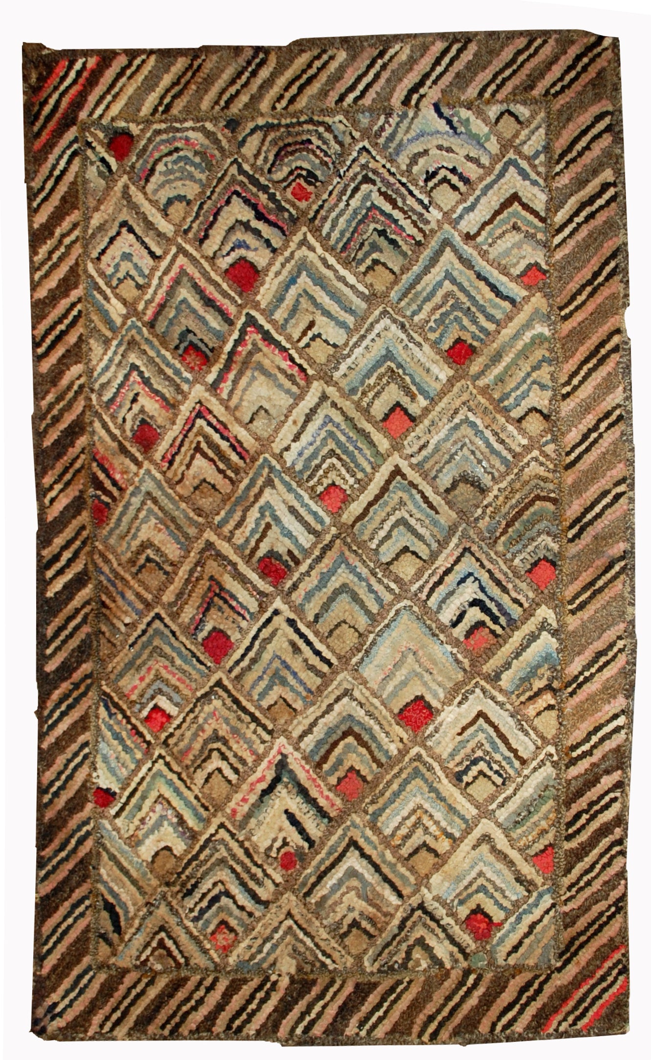 Handmade antique American hooked rug 1900s