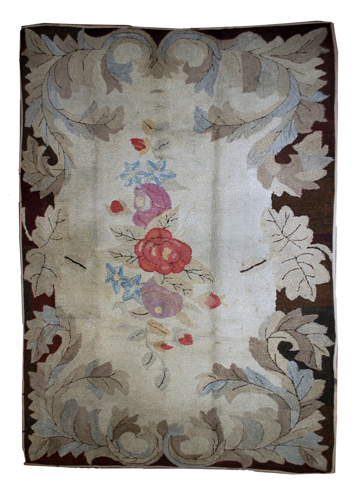 Handmade antique American hooked rug 1880s