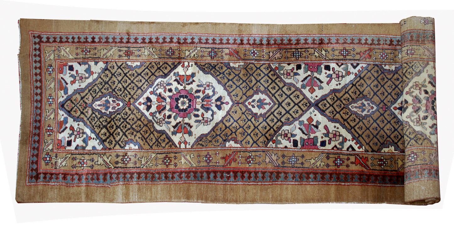 Handmade antique Persian Camel Hair runner 1880s