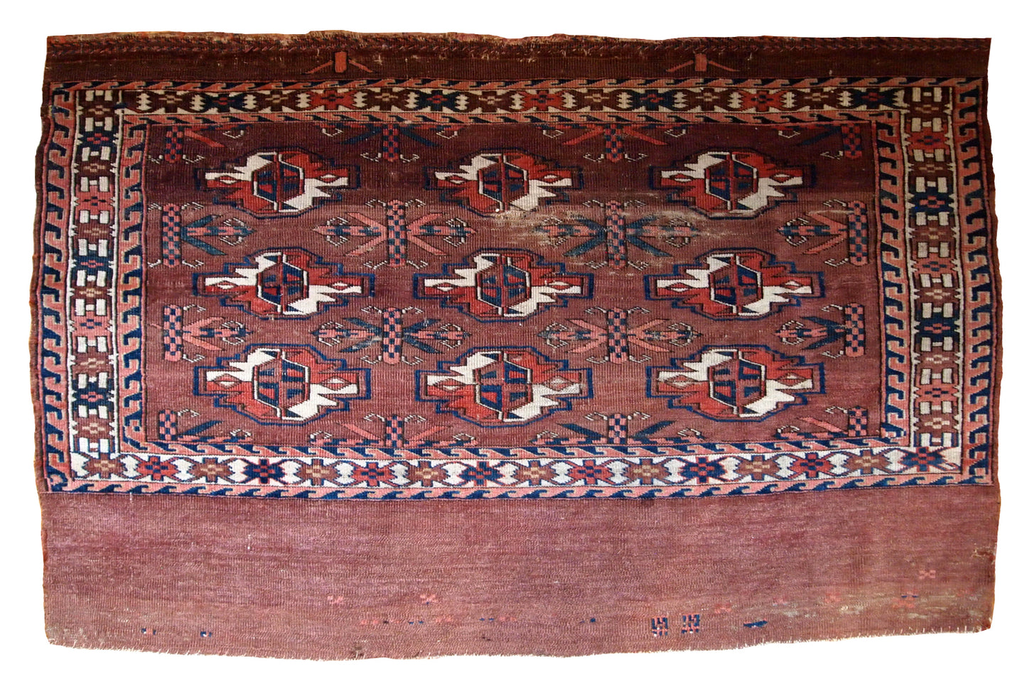 Handmade antique Turkmen Yomud rug 1880s