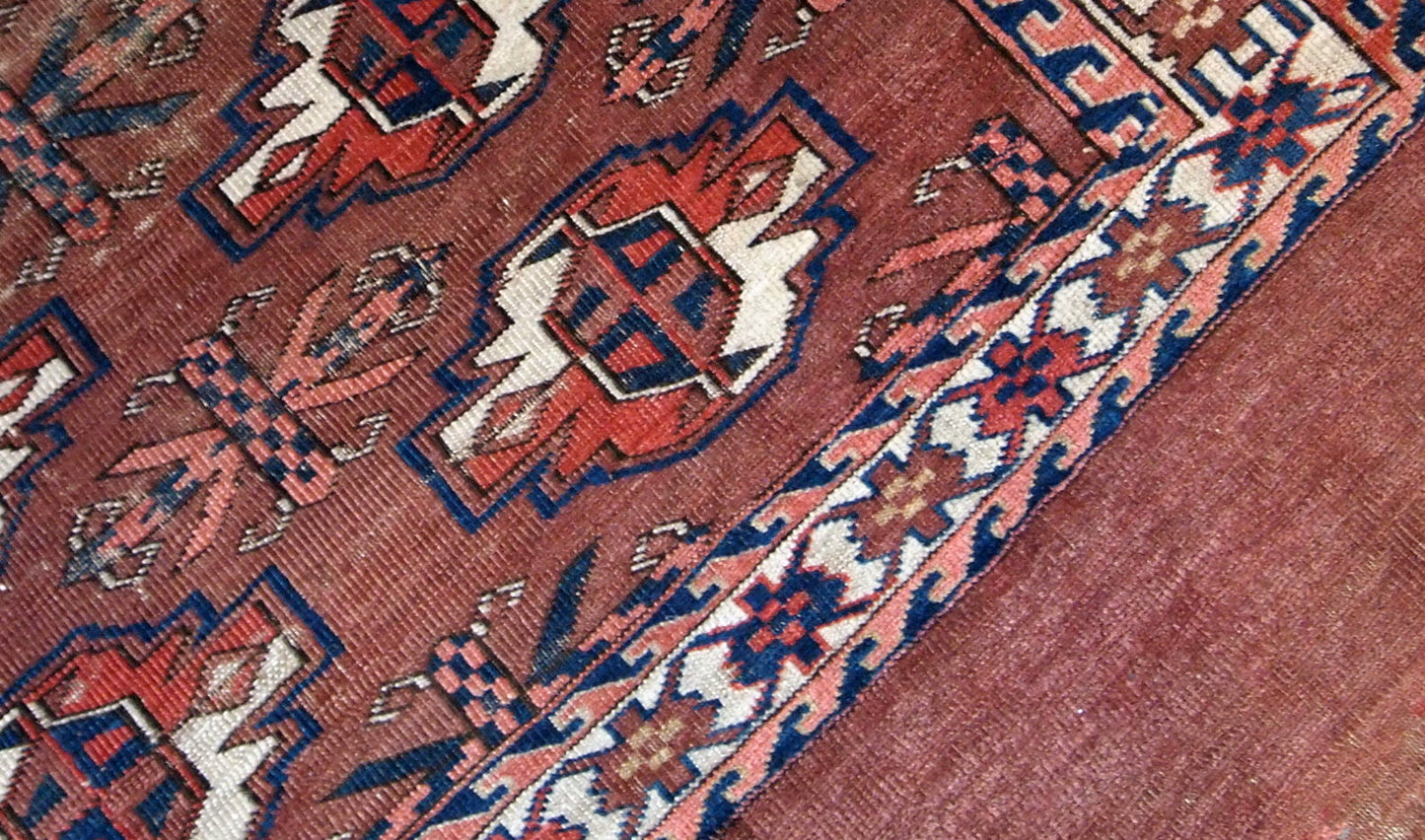Handmade antique Turkmen Yomud rug 1880s