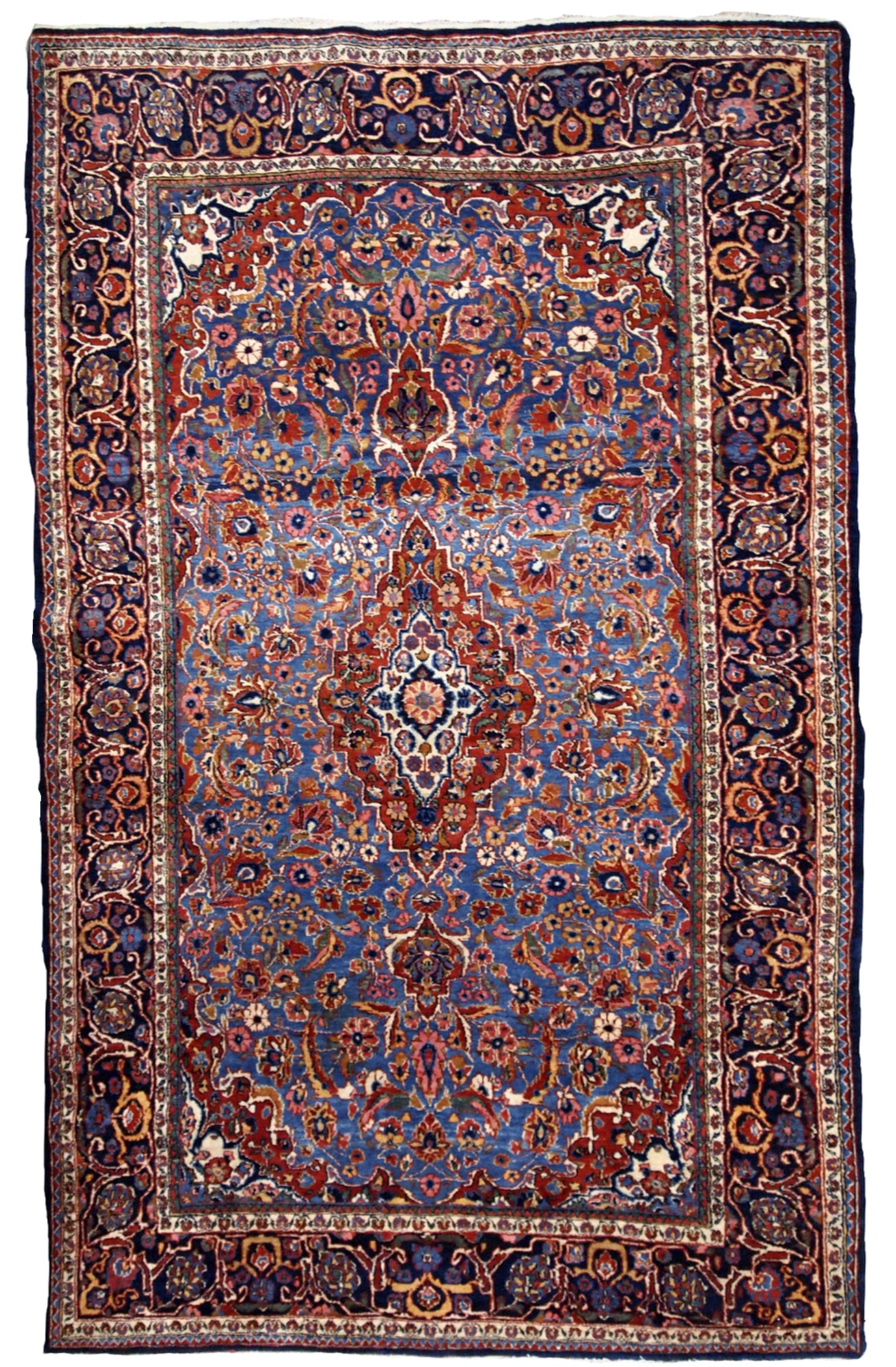 Handmade antique Persian Kashan rug 1900s