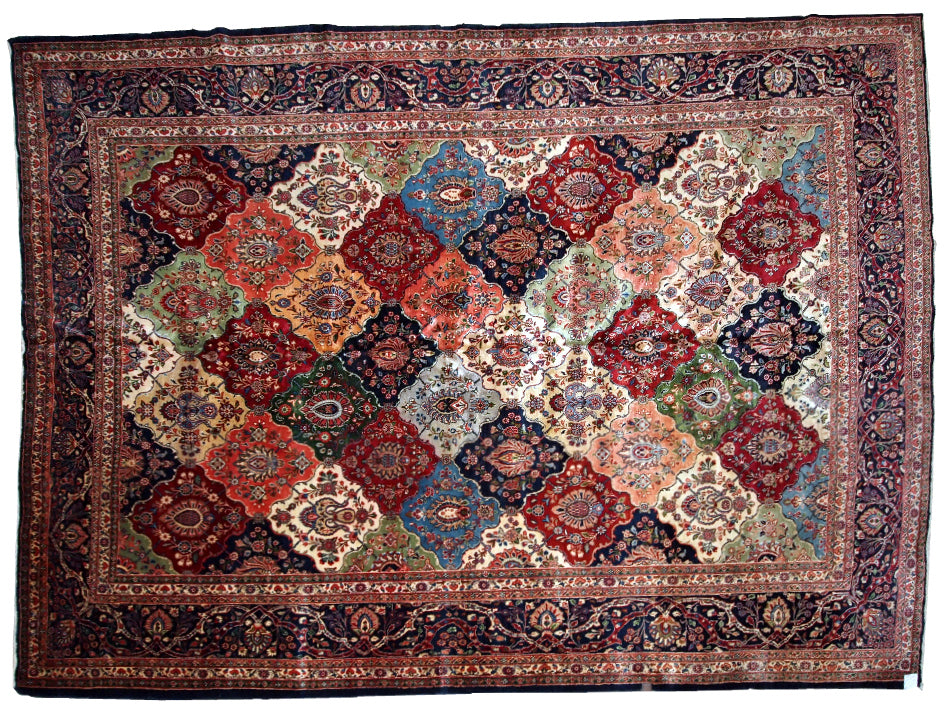 Handmade antique Persian Kashan rug 9.1' x 11.10' (277cm x 363cm) 1910s - 1B724 - One Royal Art