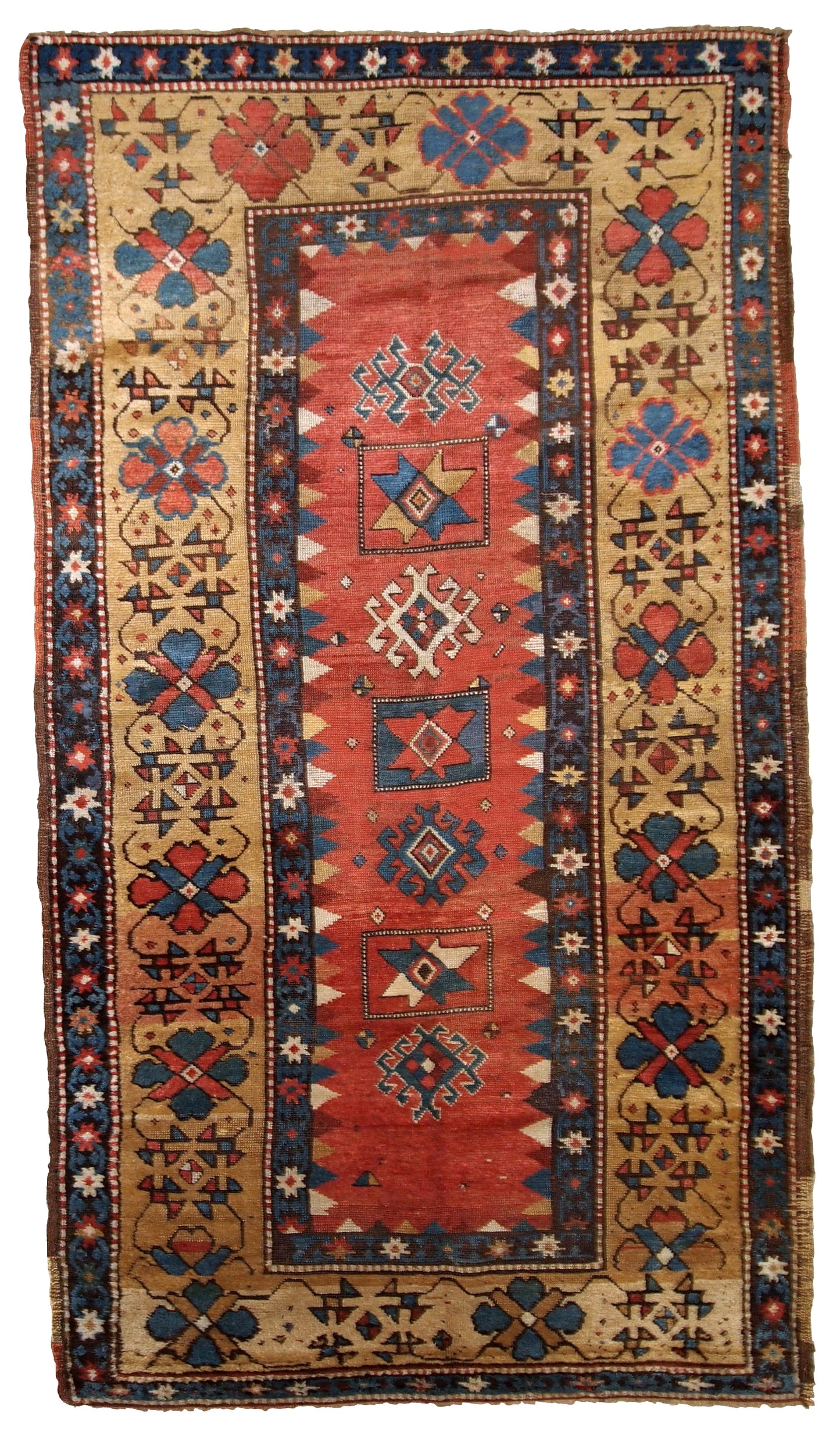 Handmade antique Caucasian Kazak rug, 1880s