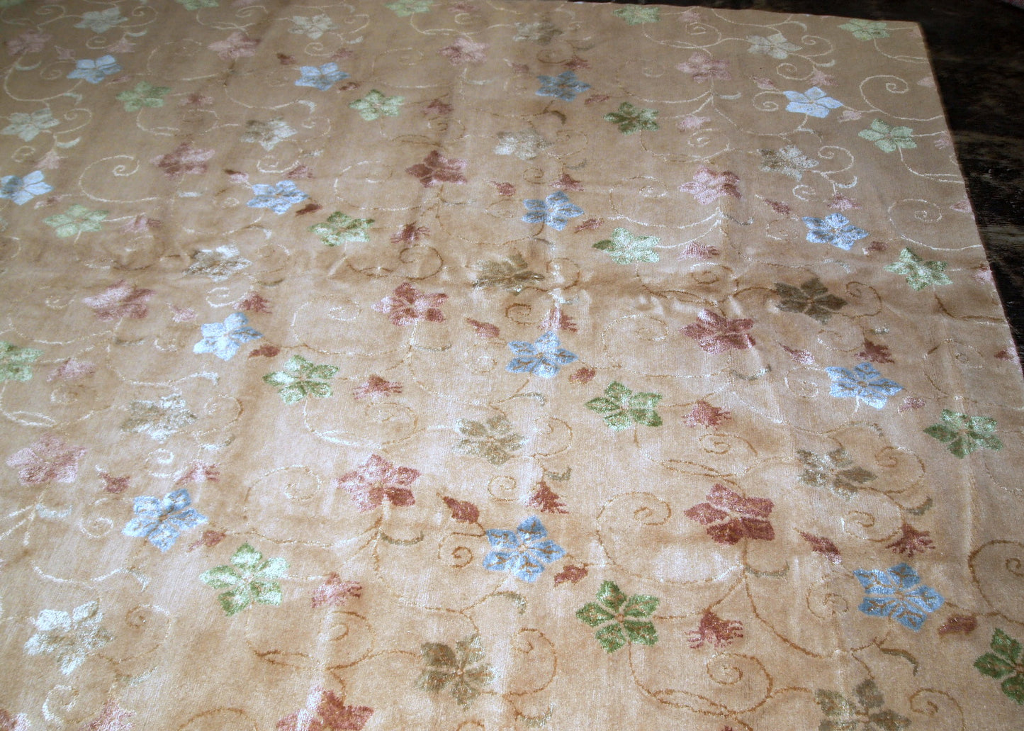 Handmade vintage Tibetan Modern rug with silk, 1980s