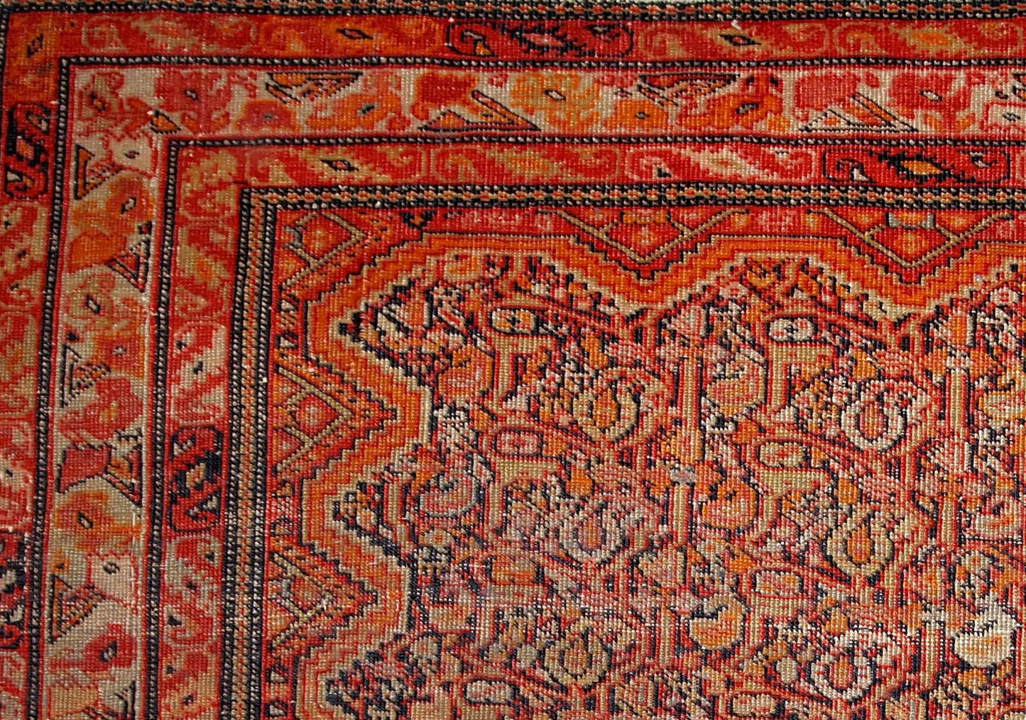 Handmade antique collectible Persian Mishan Malayer rug, 1880s