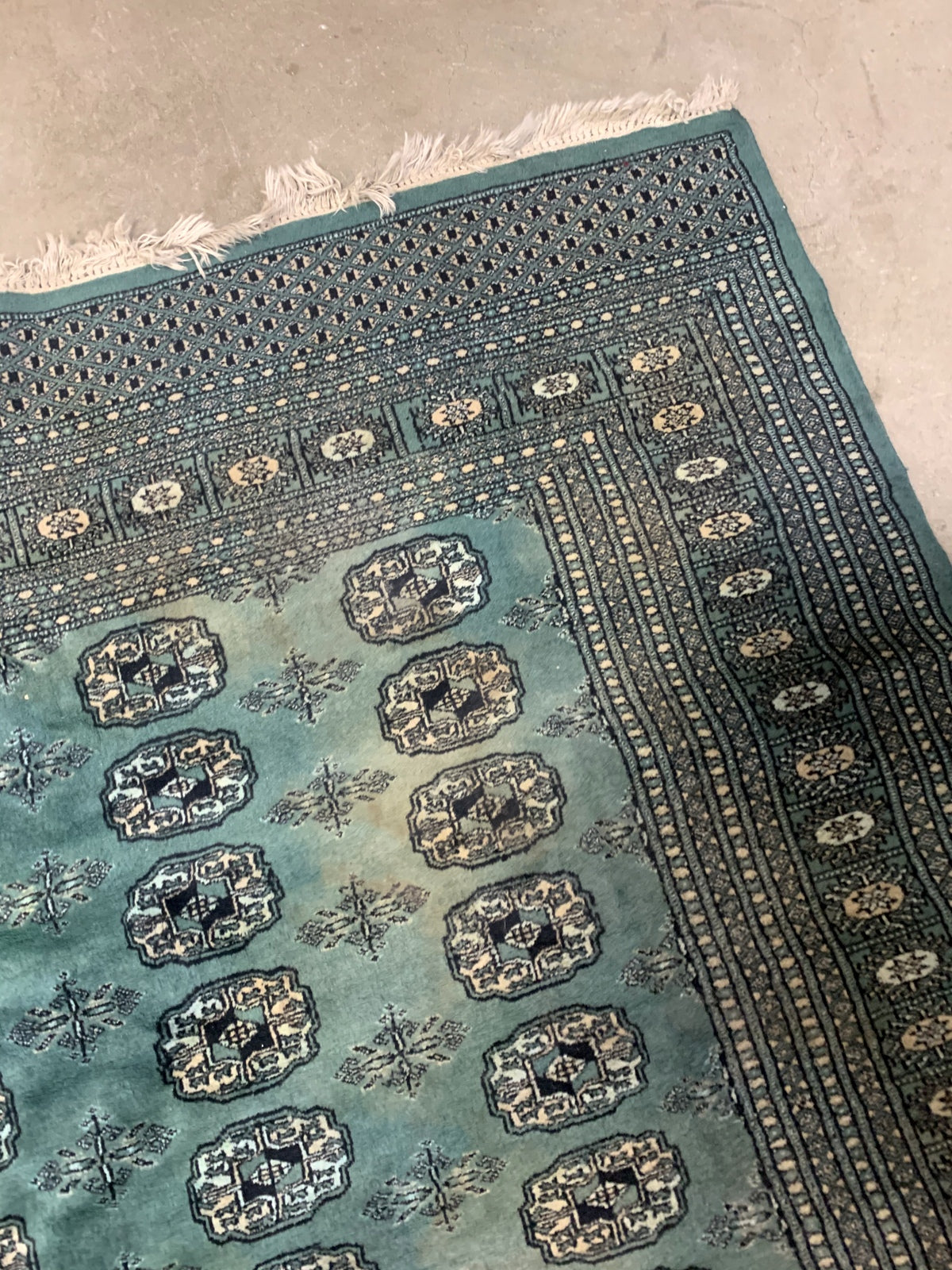 Handmade vintage Uzbek Bukhara rug 1970s