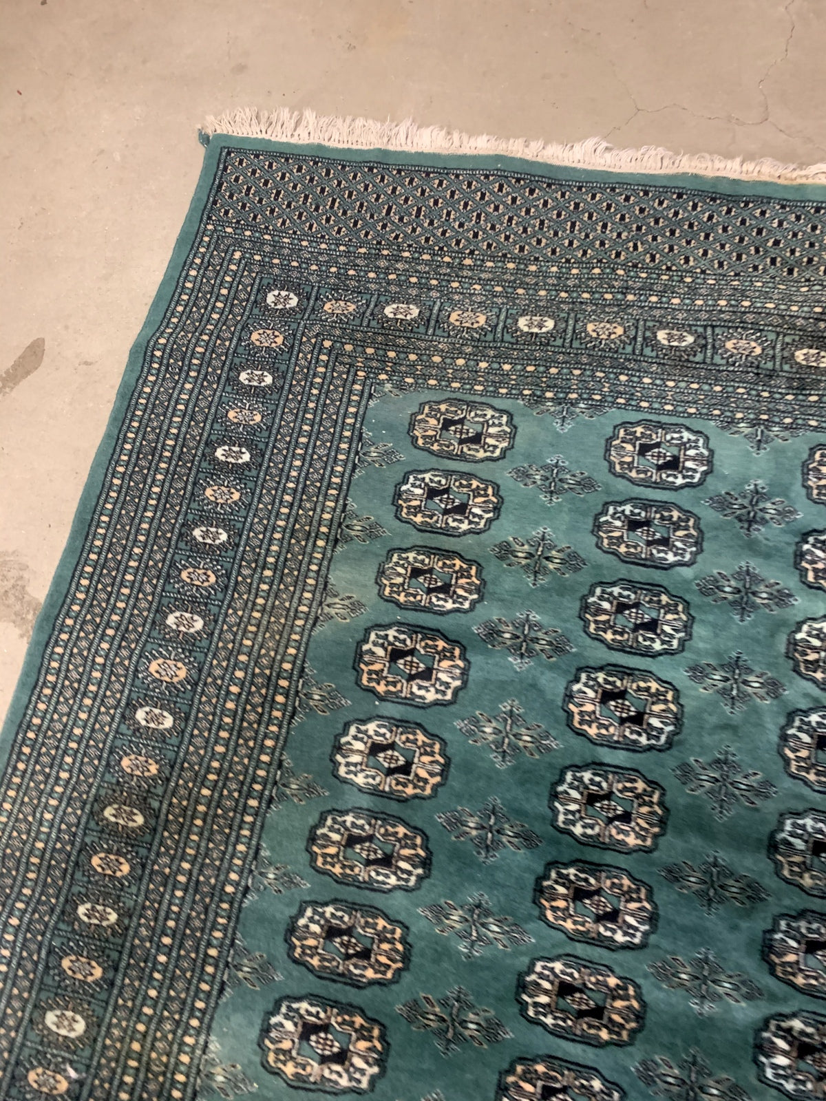Handmade vintage Uzbek Bukhara rug 1970s