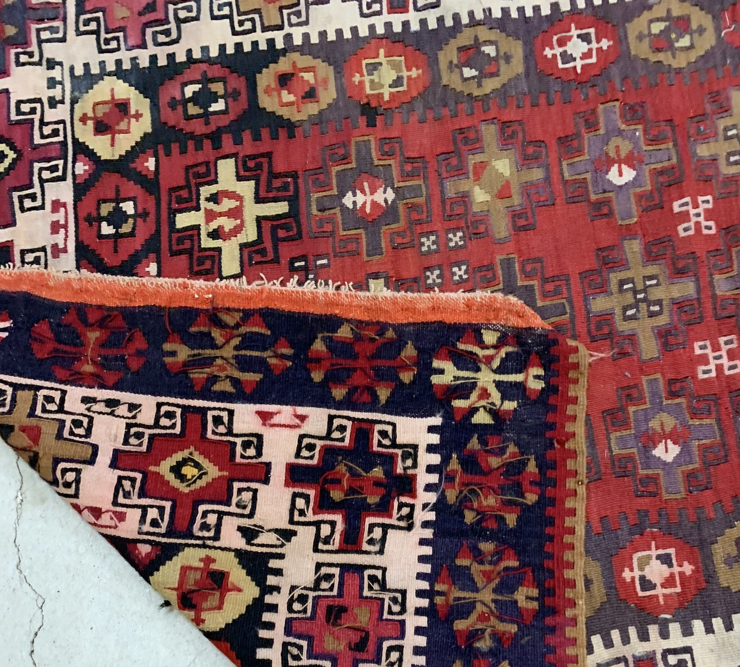 Handmade antique Turkish Anatolian prayer kilim 1910s