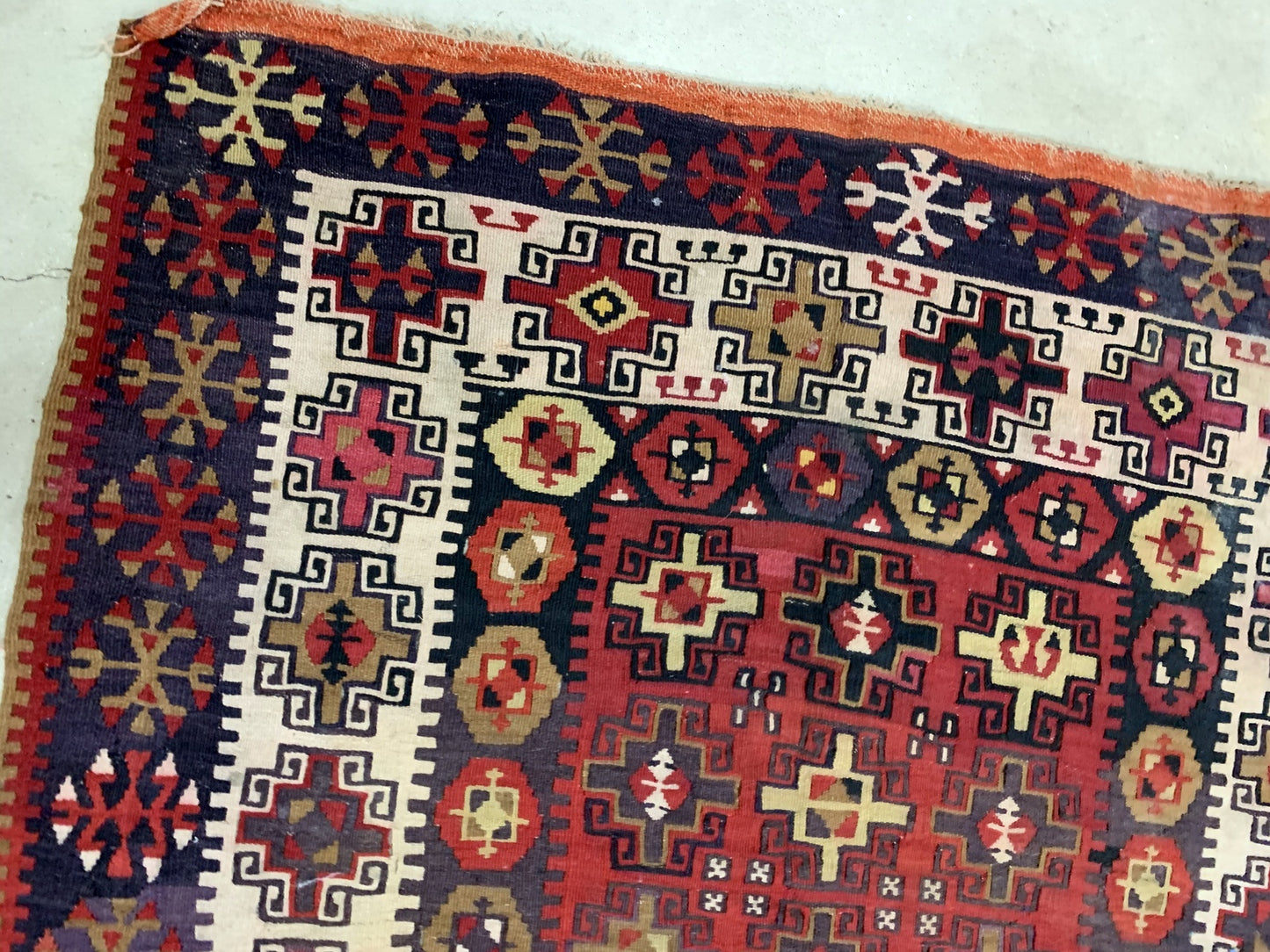 Handmade antique Turkish Anatolian prayer kilim 1910s