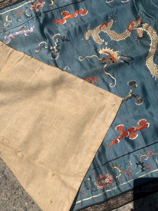 Handmade antique Chinese collectible silk textile 1870s