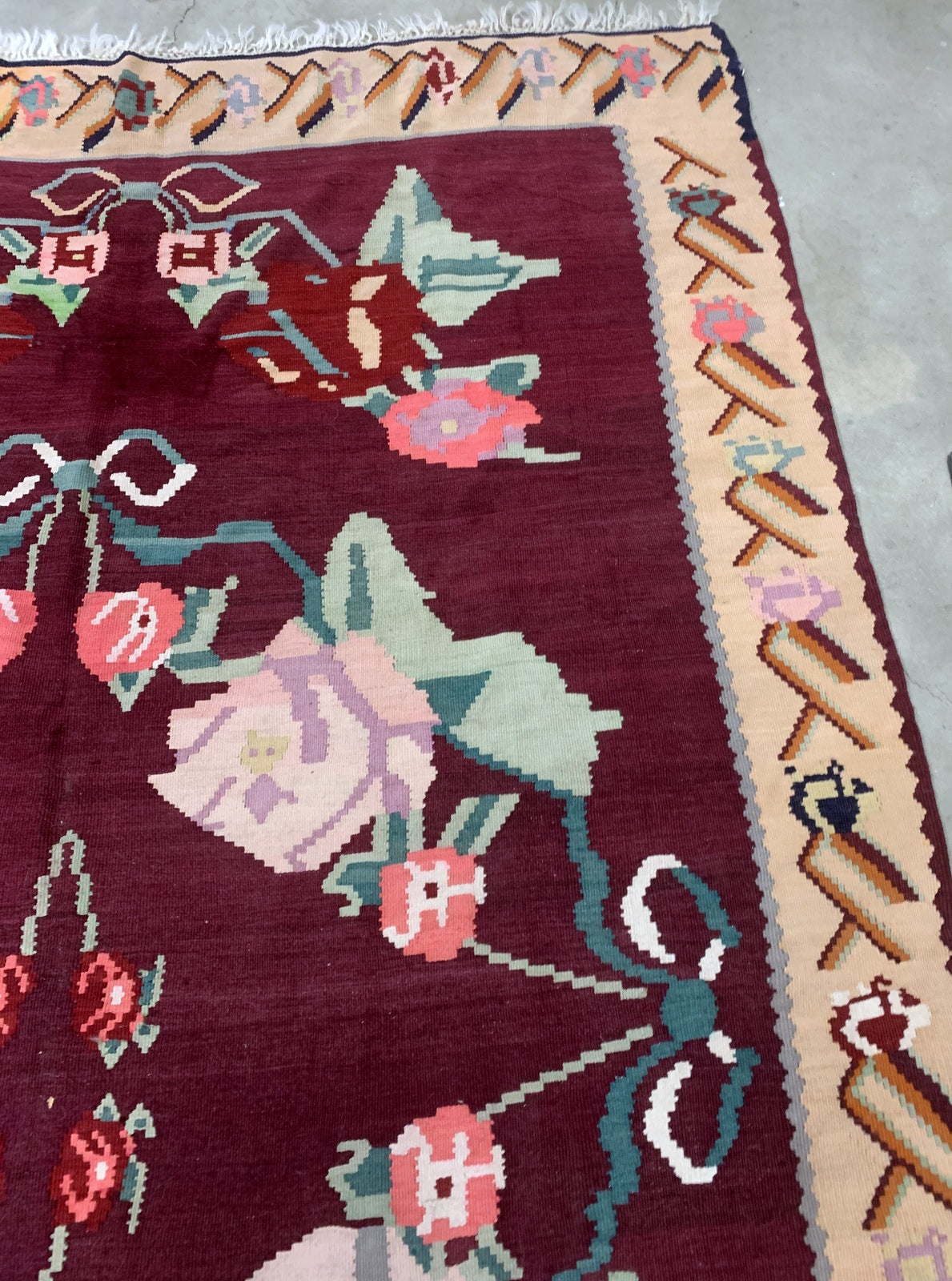 Kilim roumain bessarabien antique fait main 2,07 m x 3,04 m (6,8' x 10') années 1960 - 1B953