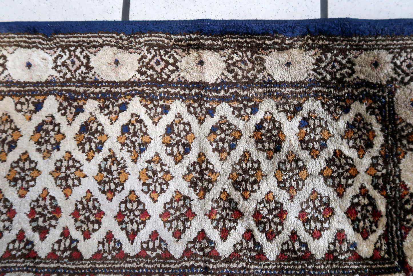 Vintage Turkish silk mat from Turkey with Sivas design. The rug is from the end of 20th century in original good condition.