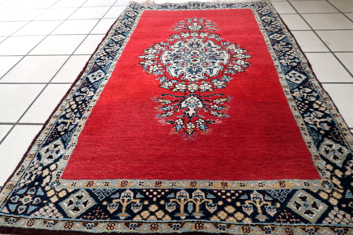 Tapis persan Tabriz vintage fait main 80cm x 126cm (1950s) - 1C1048