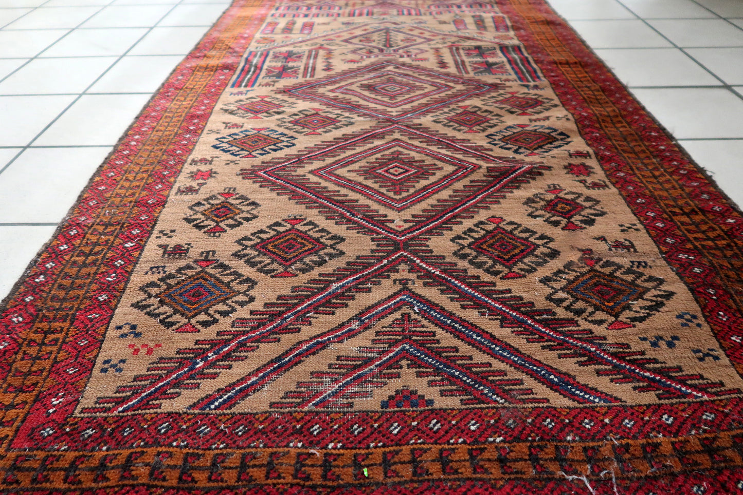 Handmade antique Afghan Baluch prayer rug 2.8' x 4.5' (86cm x 140cm) 1920s - 1C1049