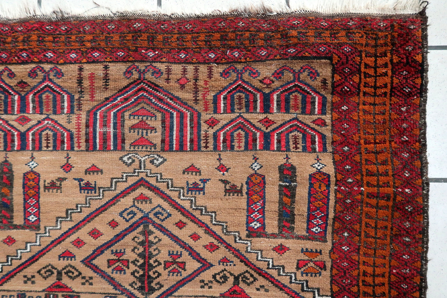 Handmade antique Afghan Baluch prayer rug 1920s