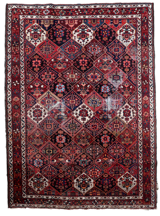 Handmade antique Persian Bakhtiari rug 1930s