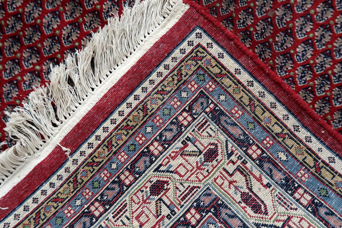 Tapis Seraband indien vintage fait main 204 cm x 252 cm (6,6' x 8,2') années 1970 - 1C1062