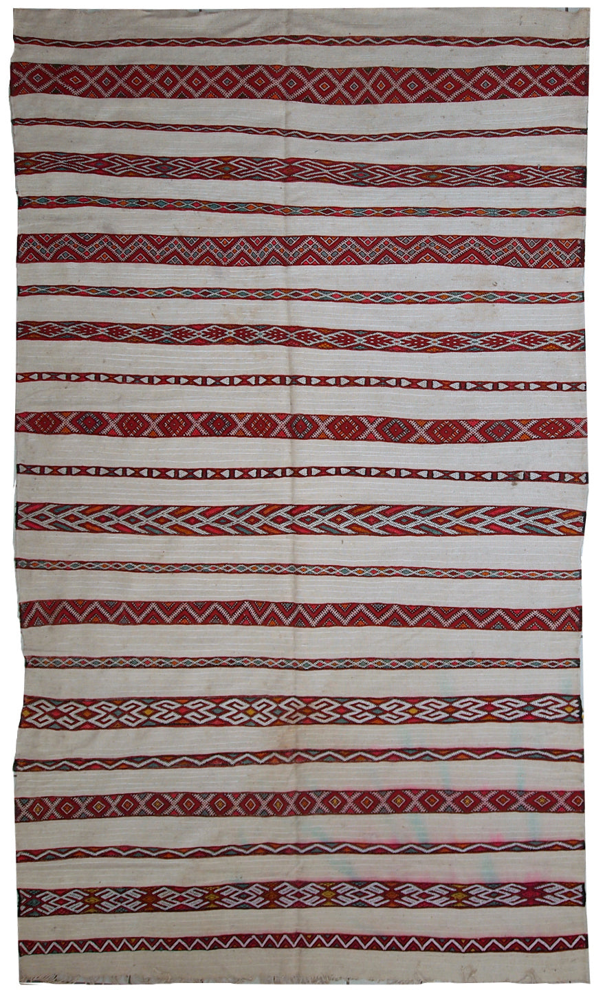 Handmade vintage Moroccan kilim 5.2' x 8.5' (159cm x 261cm) 1950s - 1C214