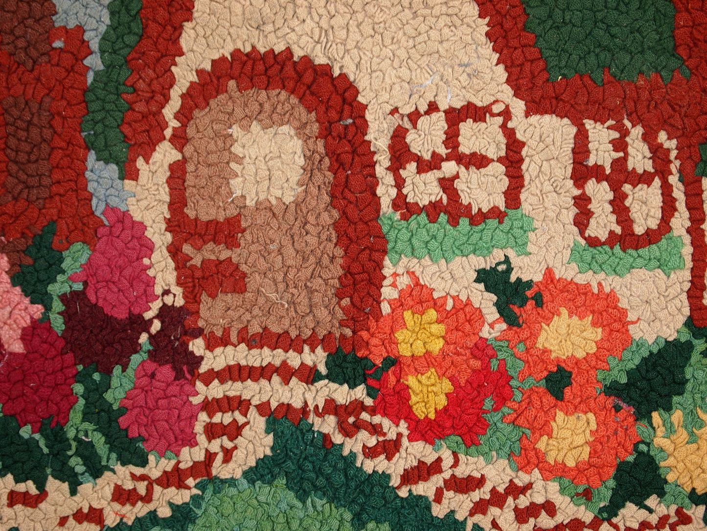Close-up of the hooked technique that adds texture to the rug.