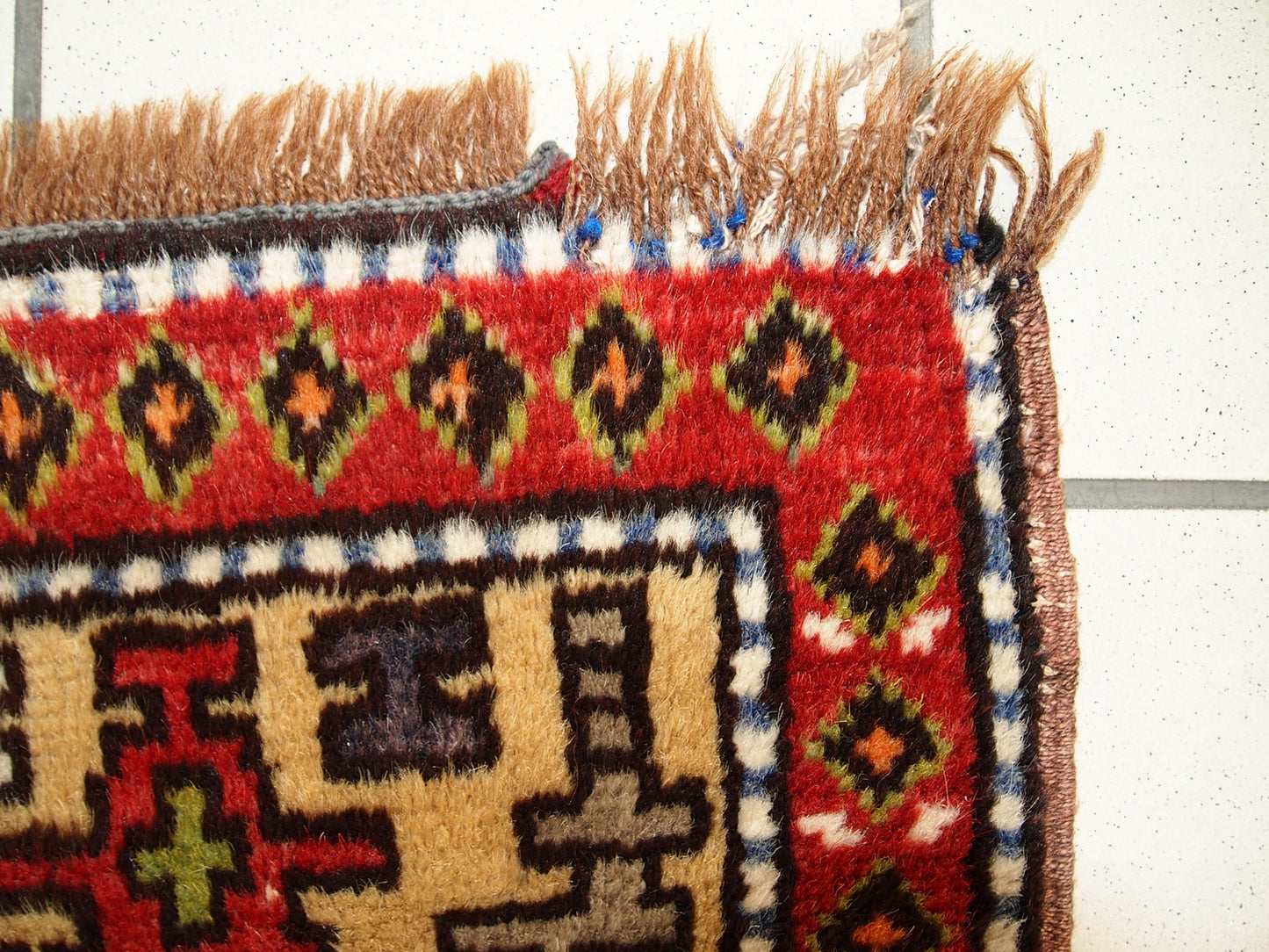 Hand made antique Turkish Anatolian rug 3.5' x 6.8' (107cm x 207cm) 1920s - 1C282