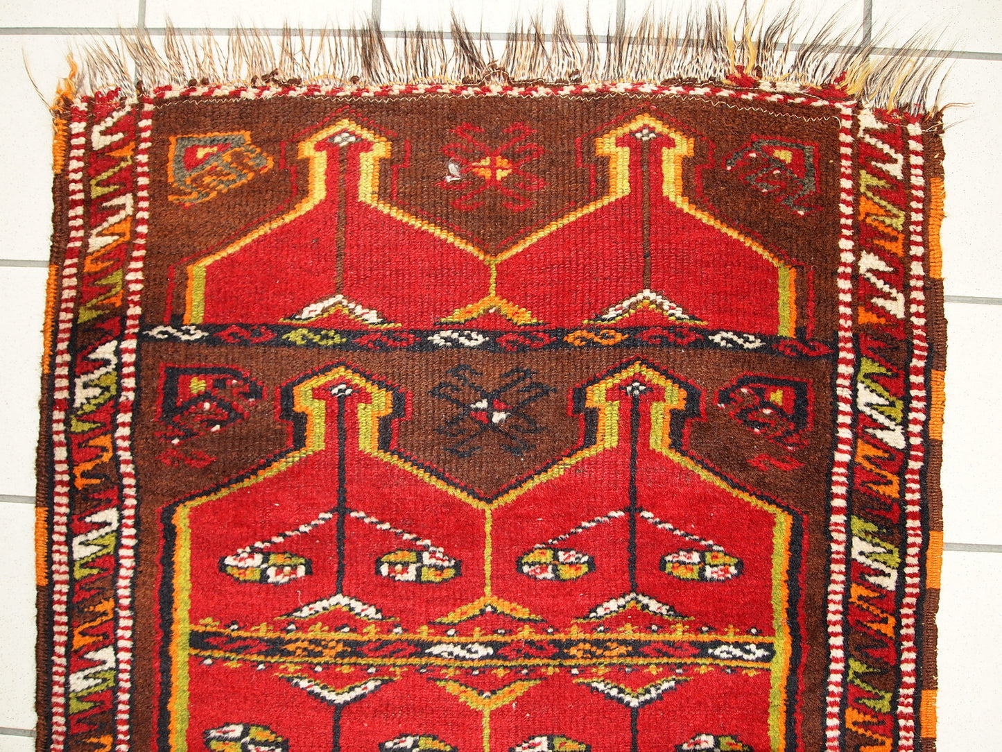 Hand made antique collectible Turkish Yastik rug 2.5' x 6.2' (76cm x 190cm) 1920s -1C283