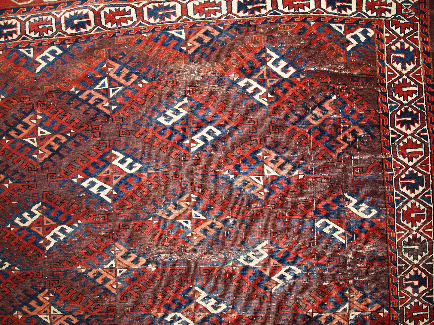 Handmade antique Turkmen Yomud rug 6.4' x 10.9' (195cm x 333cm) 1880s - 1C310 - One Royal Art