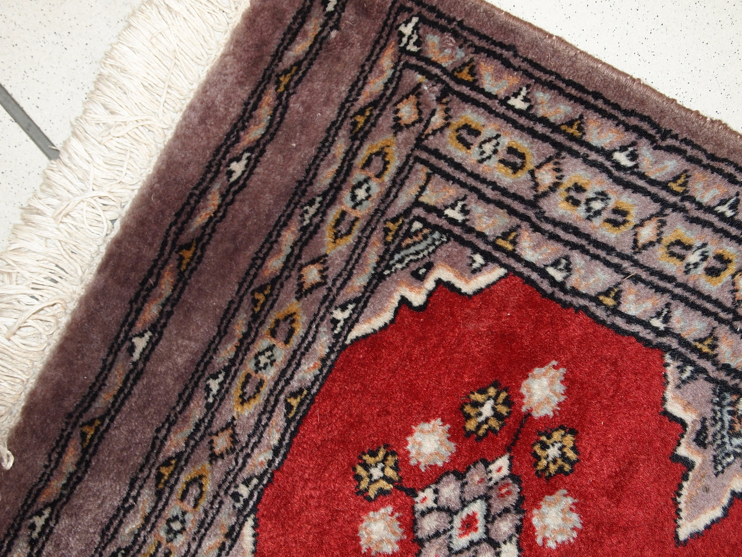 Handmade vintage Uzbek Bukhara rug 1.6' x 2.1' (50cm x 65cm) 1970s - 1C320 - One Royal Art