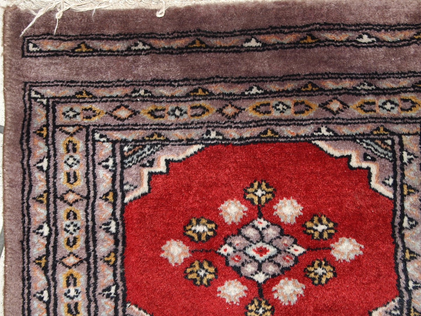 Handmade vintage Uzbek Bukhara rug 1.6' x 2.1' (50cm x 65cm) 1970s - 1C320 - One Royal Art
