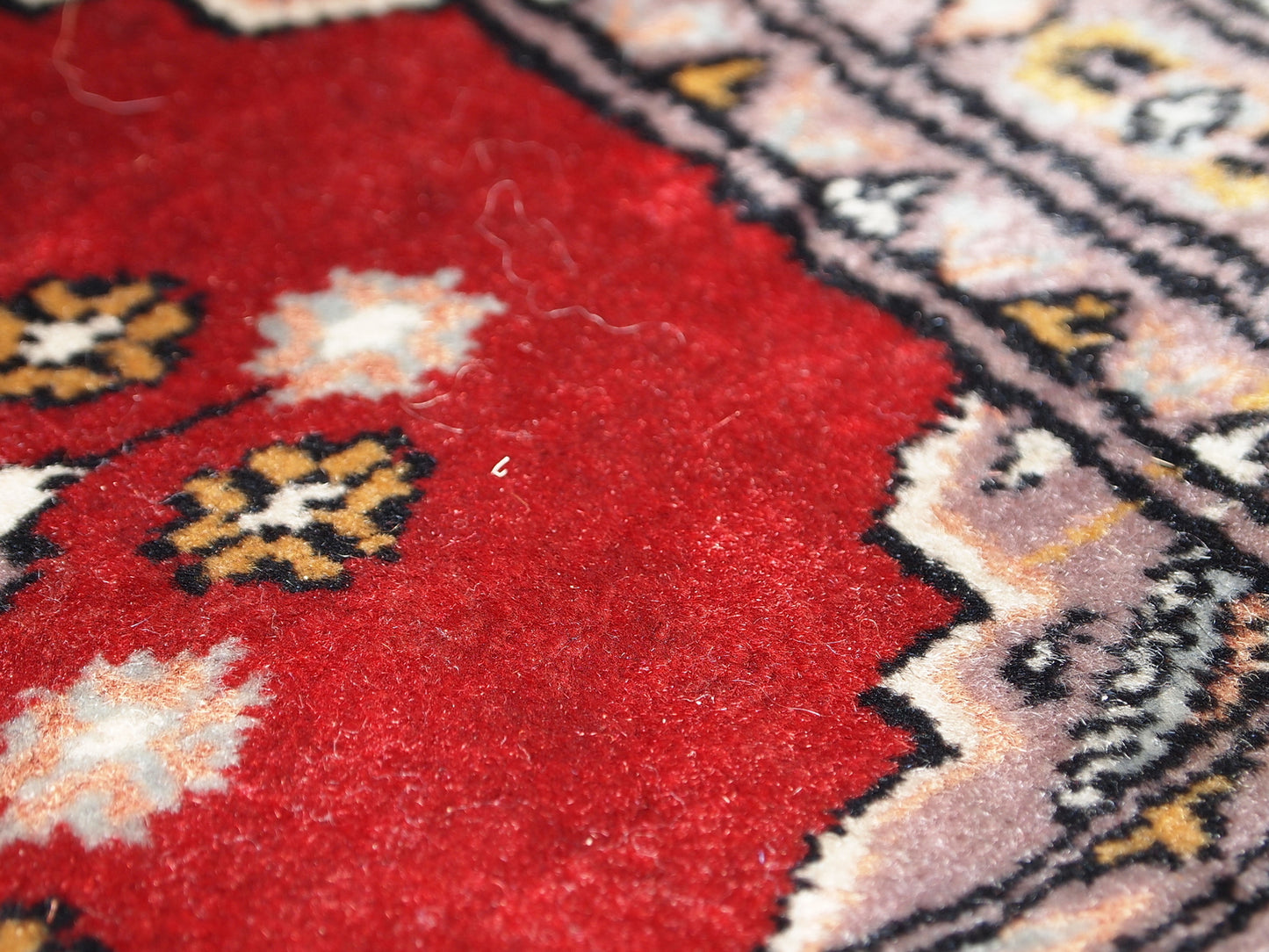 Handmade vintage Uzbek Bukhara rug 1.6' x 2.1' (50cm x 65cm) 1970s - 1C320 - One Royal Art