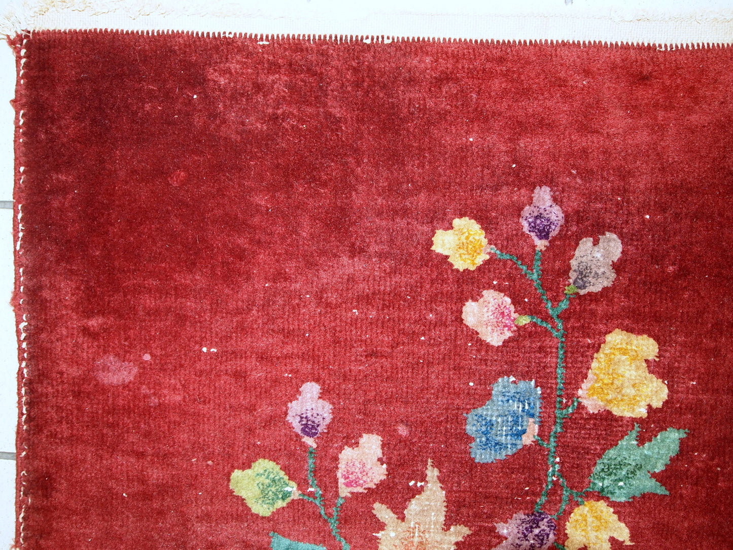 Handmade antique Art Deco Chinese rug 2' x 2,9' (61cm x 91cm) 1920s - 1C331 - One Royal Art