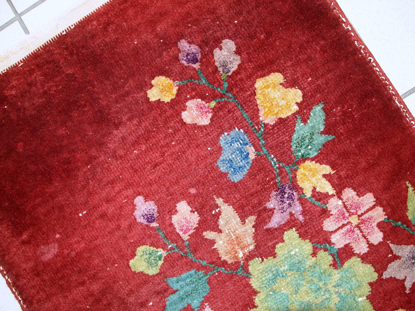 Handmade antique Art Deco Chinese rug 2' x 2,9' (61cm x 91cm) 1920s - 1C331 - One Royal Art