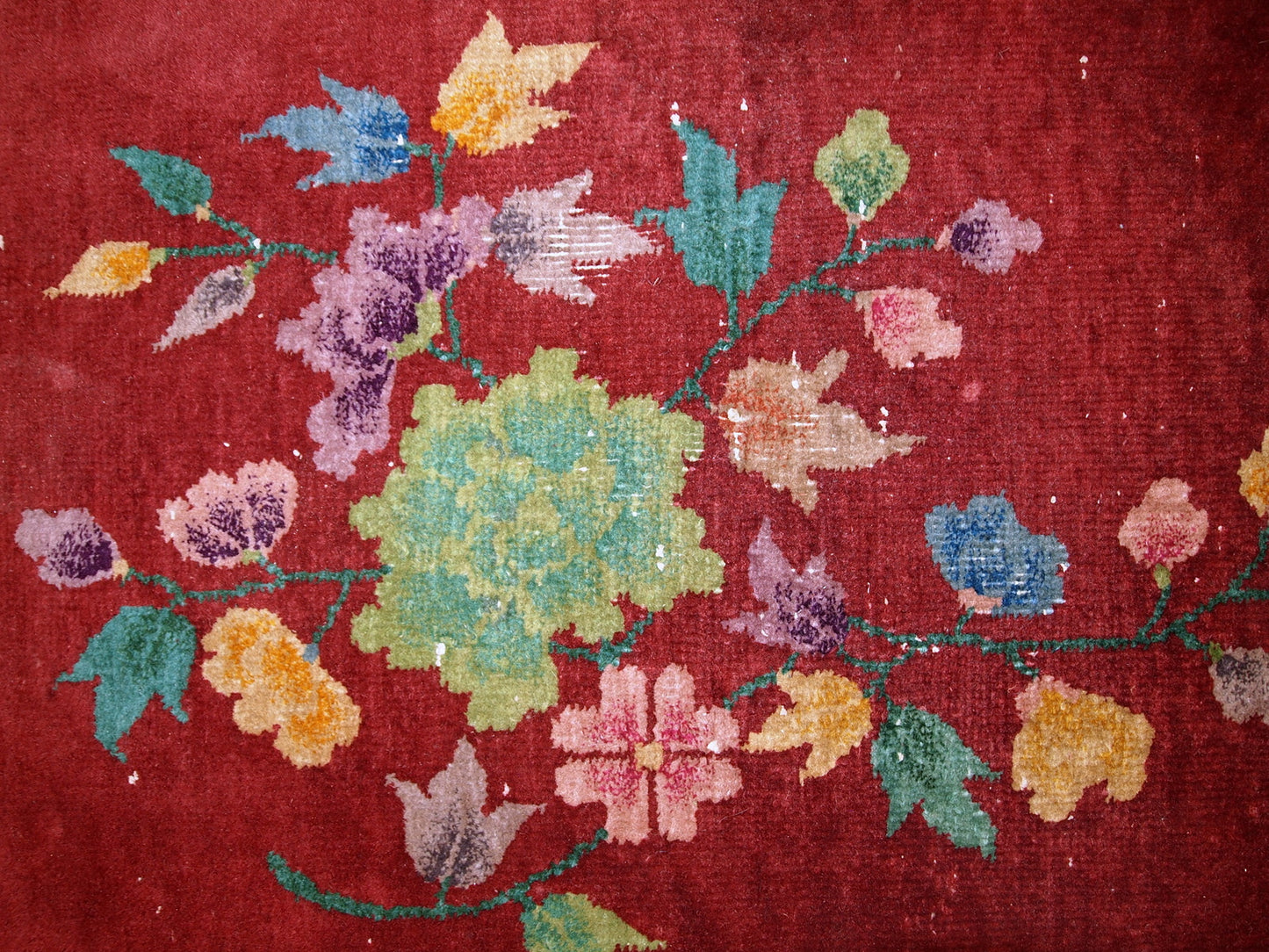 Handmade antique Art Deco Chinese rug 2' x 2,9' (61cm x 91cm) 1920s - 1C331 - One Royal Art