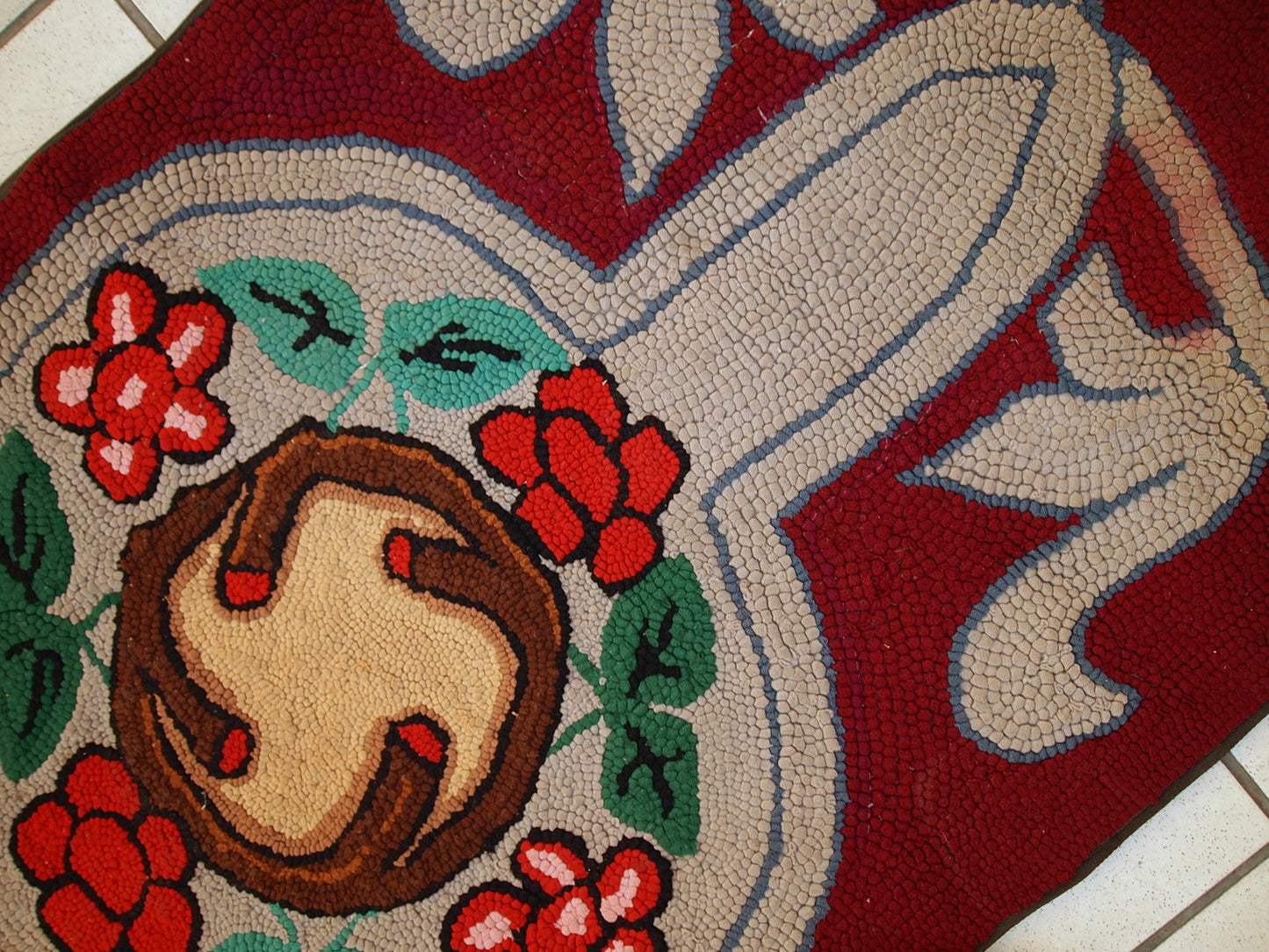 Handmade antique American Hooked rug 2,2' x 4,4' (67cm x 135cm) 1930s - 1C341 - One Royal Art